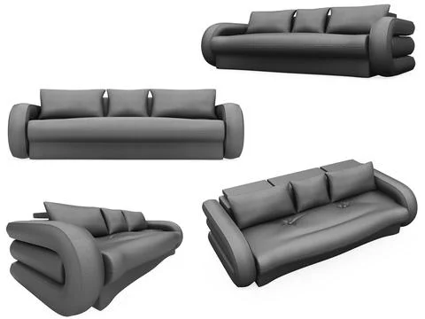 Isolated collage of sofa over white background Stock-Illustration