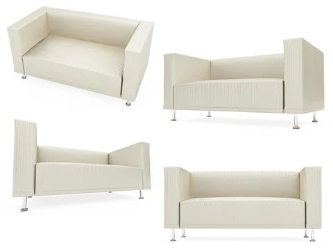 Isolated collage of sofa over white background Stock-Illustration