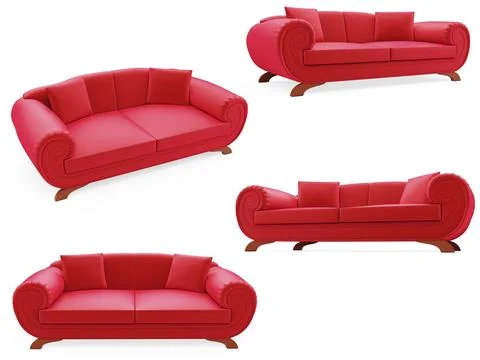 Isolated collage of sofa over white background Stock-Illustration