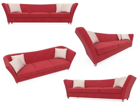 Isolated collage of sofa over white background Stock-Illustration