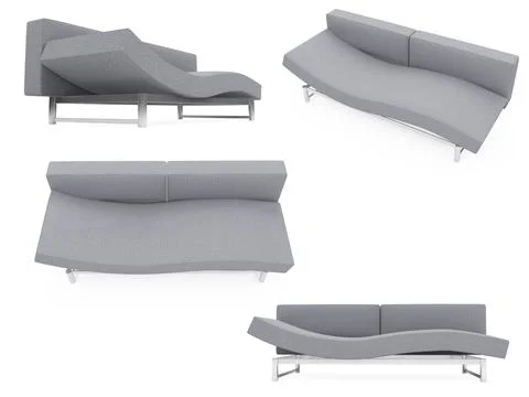 Isolated collage of sofa over white background Stock Illustration