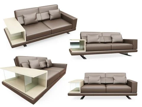 Isolated collage of sofa over white background Stock Illustration