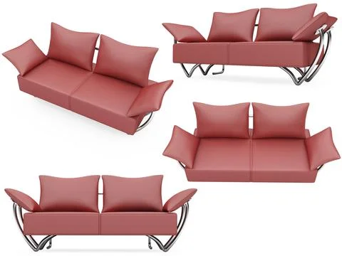 Isolated collage of sofa over white background Stock-Illustration