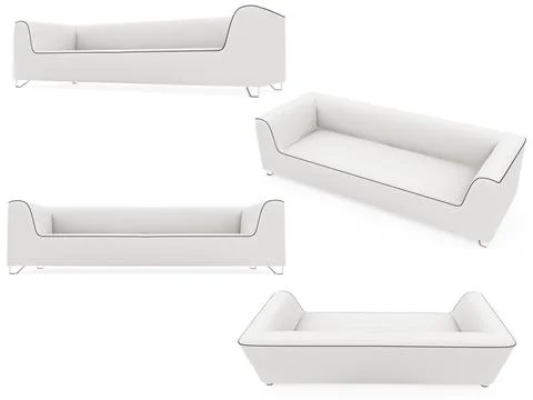 Isolated collage of sofa over white background Stock-Illustration