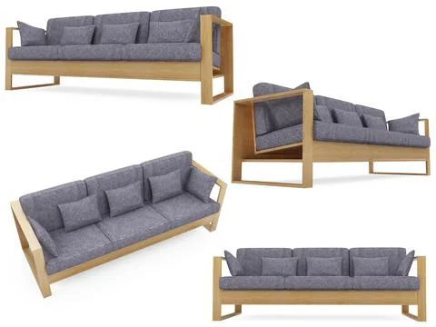 Isolated collage of sofa over white background Stock Illustration