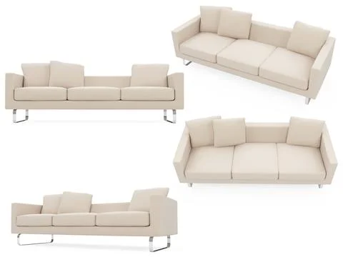 Isolated collage of sofa over white background Stock-Illustration