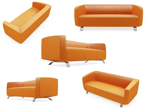 Isolated collage of sofa over white background Stock-Illustration