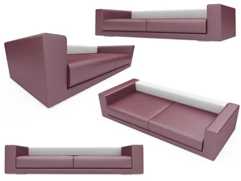 Isolated collage of sofa over white background Stock Illustration