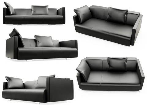 Isolated collage of sofa over white background Stock Illustration