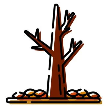 Isolated colored autumn tree sketch icon Vector Stock Illustration