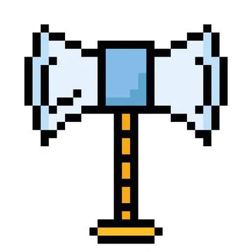 Isolated colored axe videogame icon Pixelated style Vector Illustrazione stock