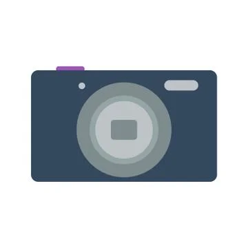 Isolated colored black compact digital camera on white background. Flat desig Stock Illustration