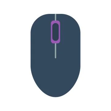 Isolated colored black computer mouse on white background. Flat design icon. イラスト素材