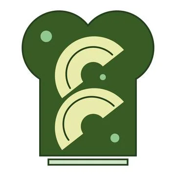 Isolated colored bread slice with mushroom icon Flat design Vector Stock Illustration