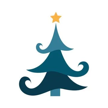 Isolated colored christmas tree icon Sketch style Vector Stock Illustration