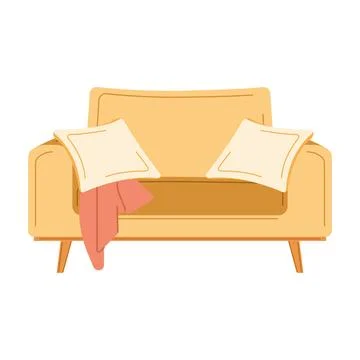 Isolated colored couch sketch icon with pillows Vector Stock Illustration