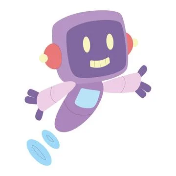 Isolated colored cute robot character sketch icon Vector Stock Illustration