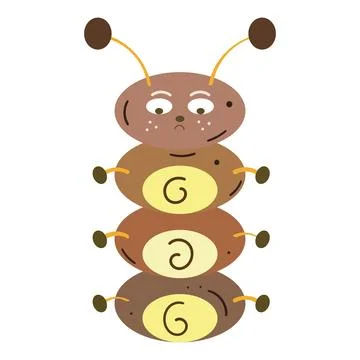 Isolated colored cute worm sketch character Vector Stock Illustration
