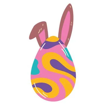Isolated colored easter egg with bunny ears Vector Stock Illustration