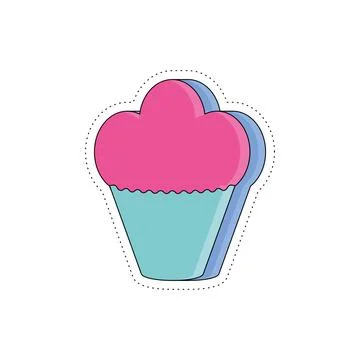 Isolated colored groovy 3d cupcake sticker icon Vector Ilustración de archivo