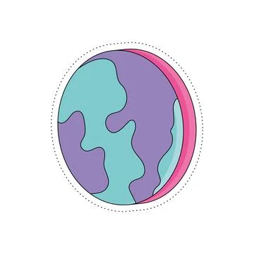 Isolated colored groovy 3d earth planet sticker icon Vector Stock Illustration