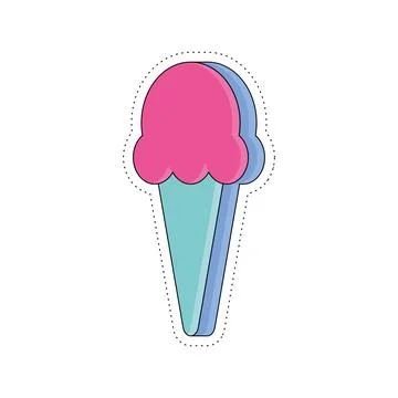 Isolated colored groovy 3d ice cream sticker icon Vector Ilustración de archivo