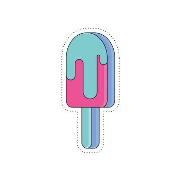 Isolated colored groovy 3d popsicle sticker icon Vector Stock Illustration