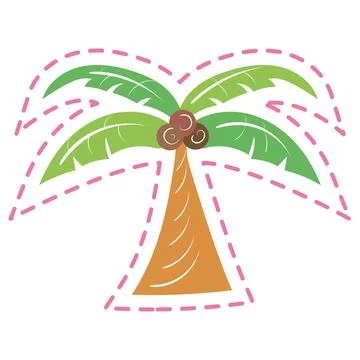 Isolated colored groovy palm tree sketch sticker icon Vector Stock Illustration