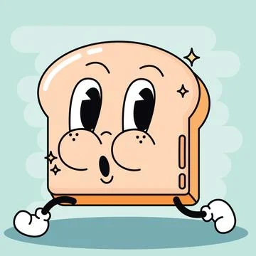 Isolated colored happy slice of bread traditional cartoon character Vector 스톡 일러스트