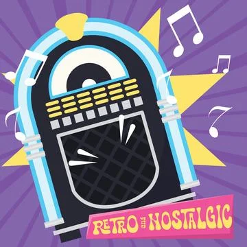 Isolated colored jukebox Nostalgic retro background Vector Stock Illustration
