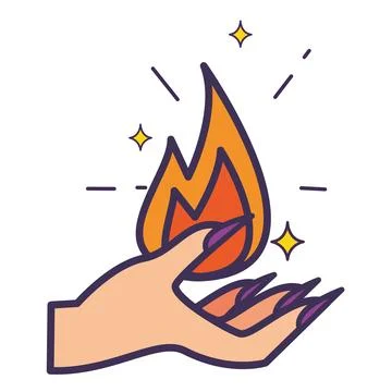 Isolated colored mage hand with fireball icon Vector Stock Illustration