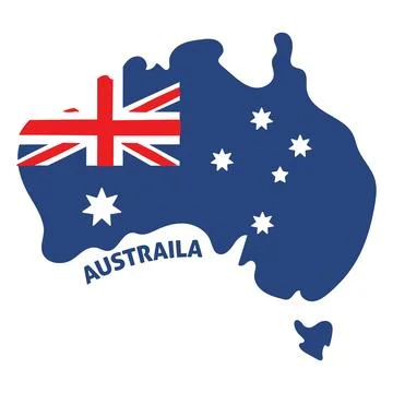 Isolated colored map of Australia with its flag Vector Stock Illustration