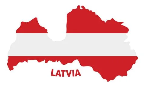 Isolated colored map of Latvia with its flag Vector Stock Illustration