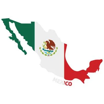 Isolated colored map of Mexico with its flag Vector Stock Illustration