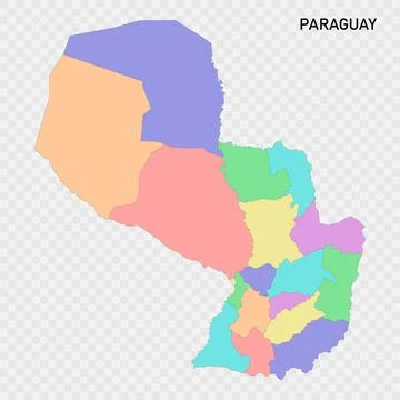 Isolated colored map of Paraguay with borders Ilustração Stock