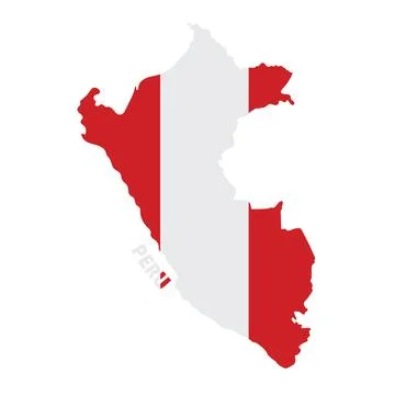 Isolated colored map of Peru with its flag Vector Stock Illustration