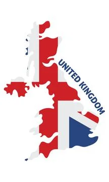 Isolated colored map of The United Kingdom with its flag Vector Illustrazione stock