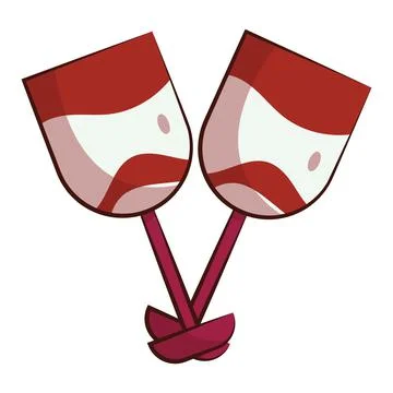 Isolated colored pair of wine glasses icon Flat design Vector Illustrazione stock