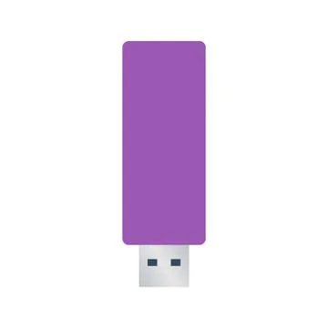 Isolated colored purple usb flash drive on white background. Flat design icon Stock Illustration