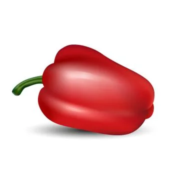 Isolated colored realistic whole red color paprika with shadow on white backg Stock Illustration