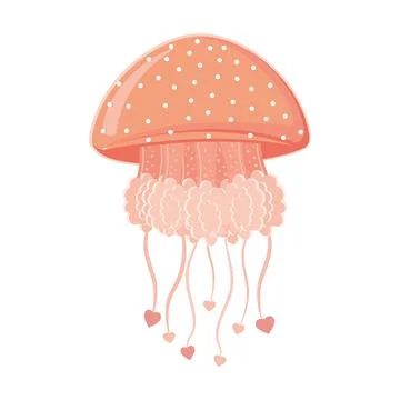 Isolated colored sea jellyfish in flat style on a white background, vector il Stock Illustration