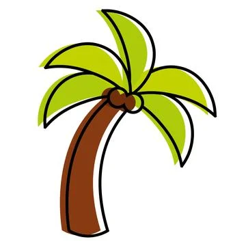 Isolated colored sketch of a palm tree icon Vector Stock Illustration