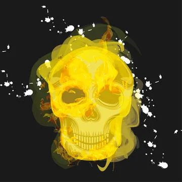 Isolated colored skull on fire graffiti style Vector Stock Illustration