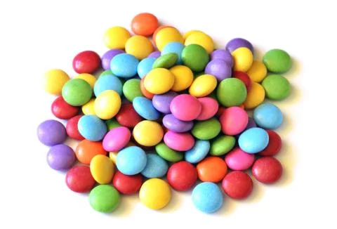 Isolated colored smarties on white background 스톡 사진