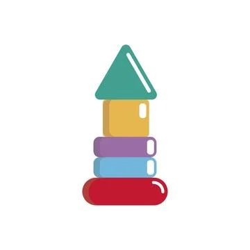 Isolated colored tower stack toy icon Flat design Vector Stock Illustration