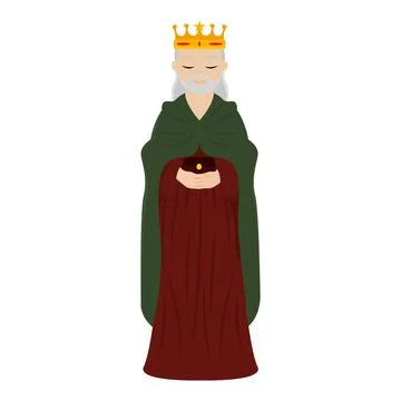 Isolated colored wise man character christmas manger Vector Stock Illustration
