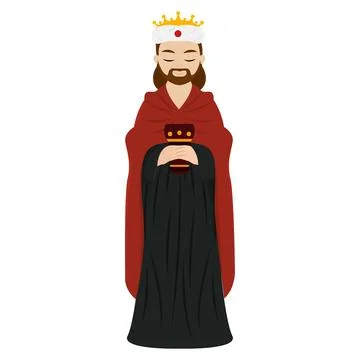Isolated colored wise man character christmas manger Vector Stock Illustration
