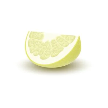 Isolated colored yellow slice of juicy pomelo with shadow on white background Stock Illustration