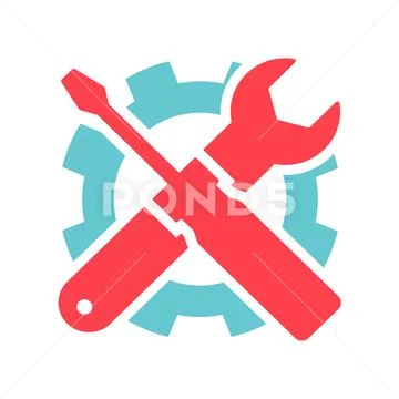 Isolated coloring Tools icon with gear-Vector Iconic Vector ...