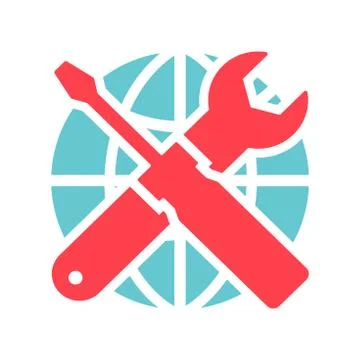 Isolated coloring Tools Icon with globe-Vector Iconic Design Stock Illustration